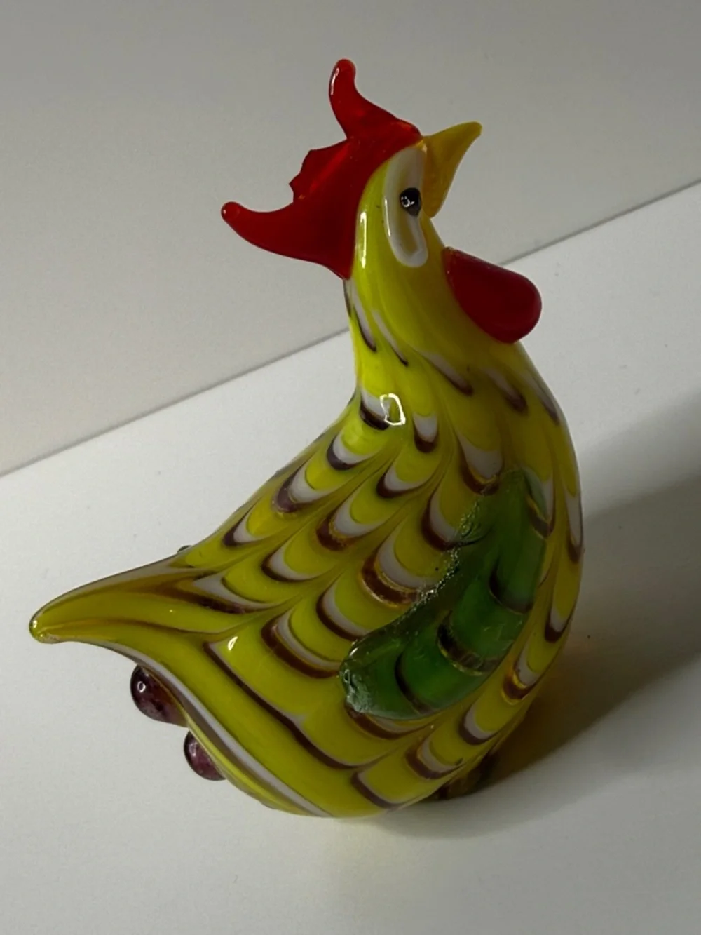 Imperfect Lenox Yellow Glass Chicken Figurine vintage brightly colored glass - Picture 9 of 13
